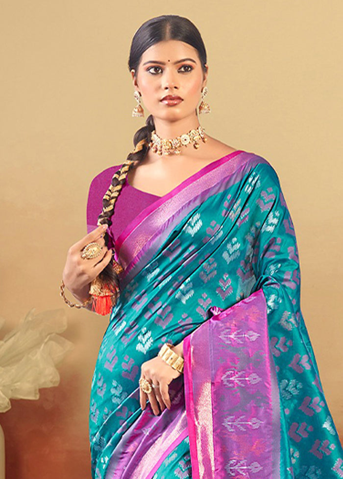 Blue Spun Silk Saree With Blouse Piece