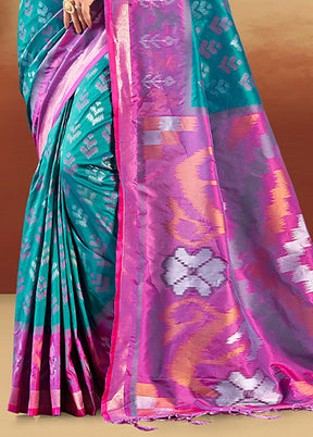 Blue Spun Silk Saree With Blouse Piece
