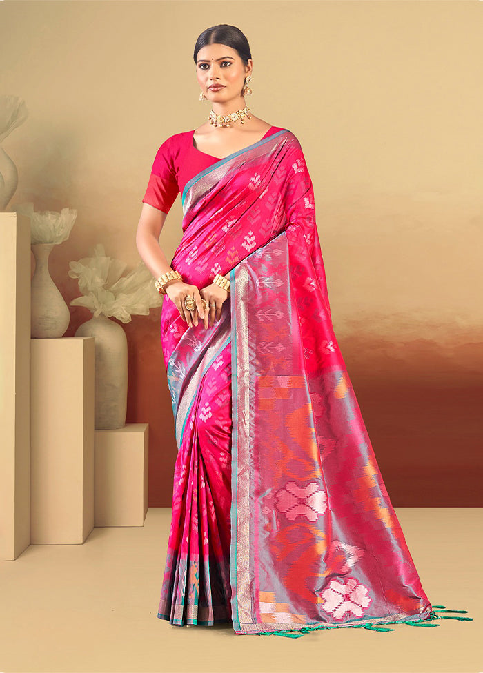 Pink Spun Silk Saree With Blouse Piece