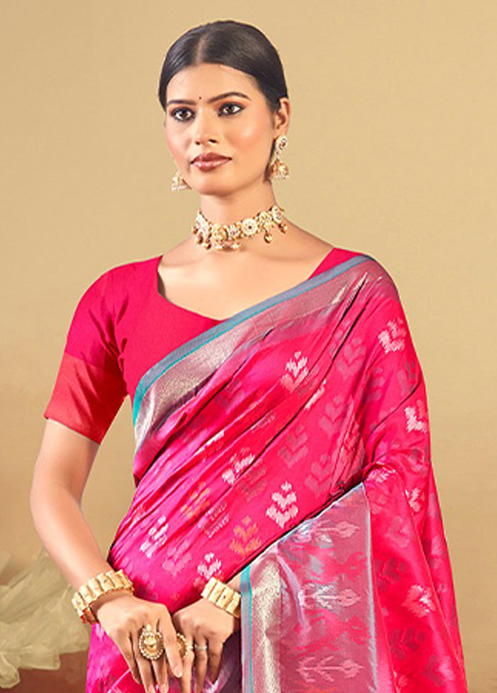 Pink Spun Silk Saree With Blouse Piece