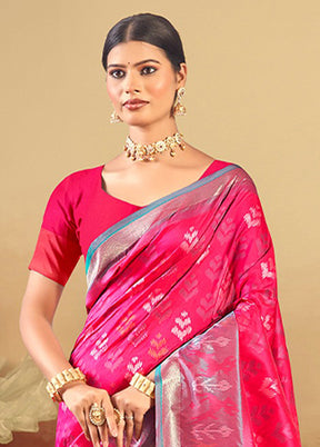 Pink Spun Silk Saree With Blouse Piece