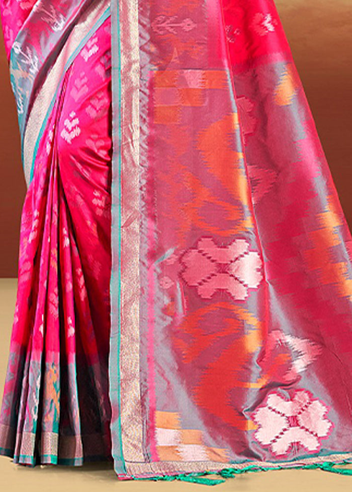 Pink Spun Silk Saree With Blouse Piece