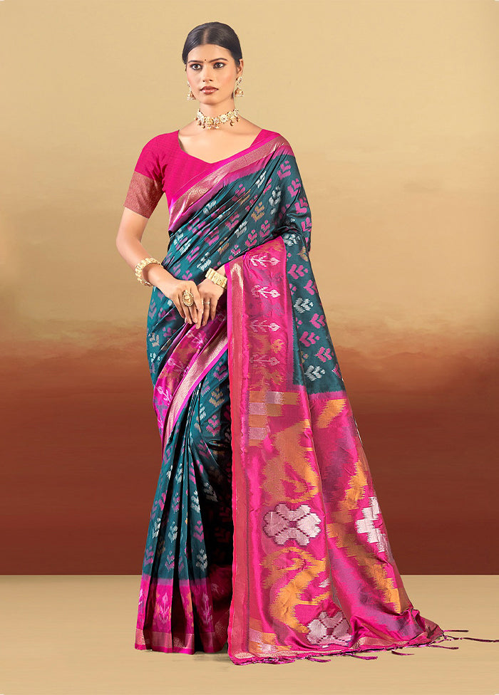 Blue Spun Silk Saree With Blouse Piece