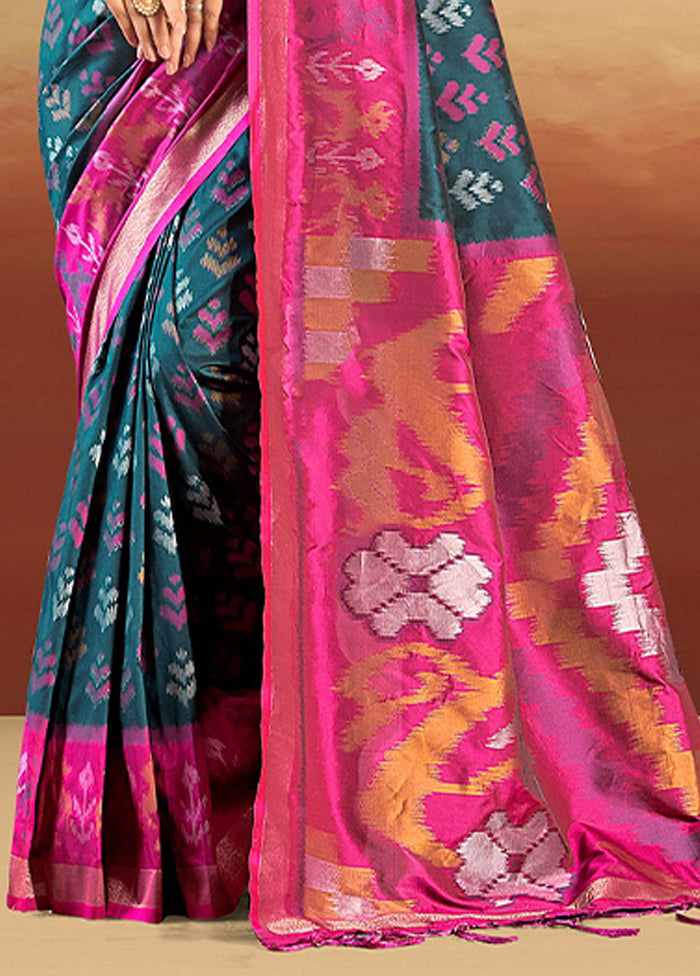 Blue Spun Silk Saree With Blouse Piece