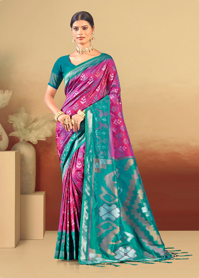 Purple Spun Silk Saree With Blouse Piece
