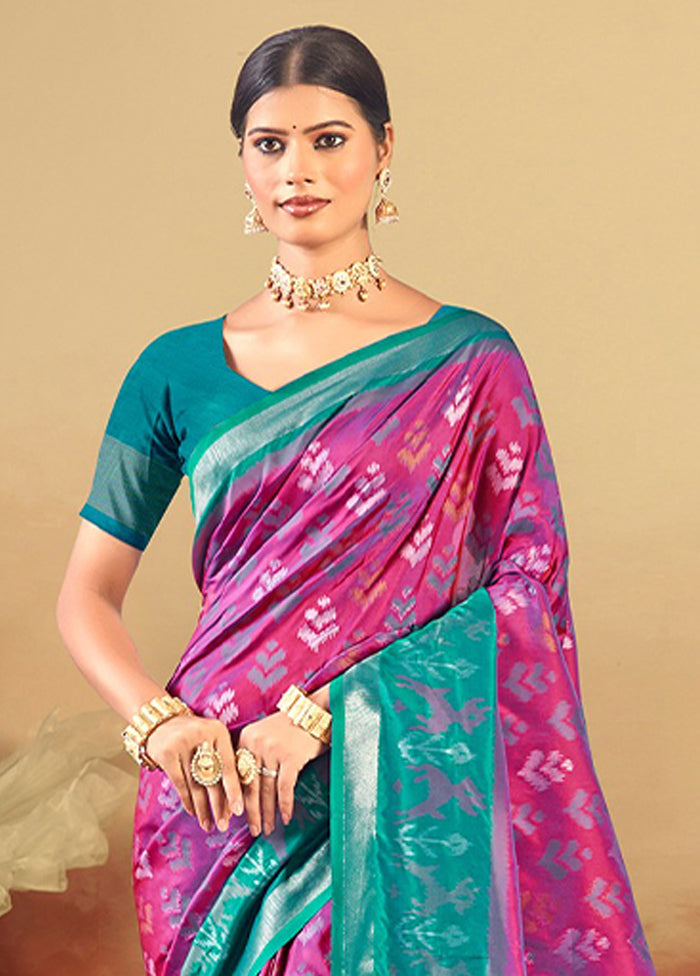 Purple Spun Silk Saree With Blouse Piece