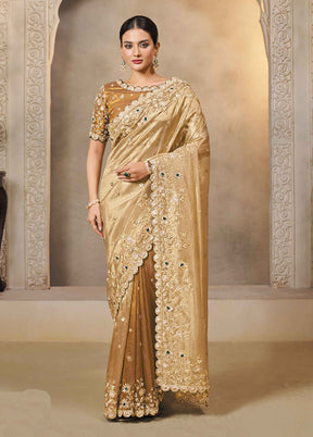 Cream Spun Silk Saree With Blouse Piece