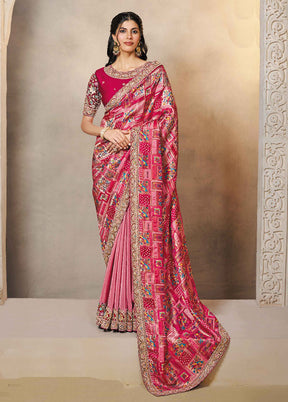 Pink Spun Silk Saree With Blouse Piece