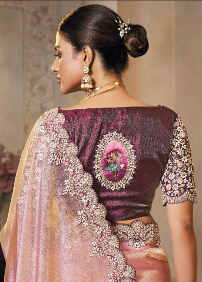 Pink Organza Saree With Blouse Piece