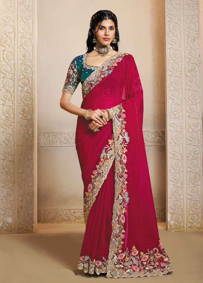 Pink Spun Silk Saree With Blouse Piece