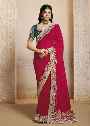 Pink Spun Silk Saree With Blouse Piece