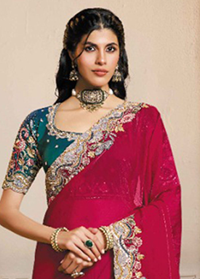 Pink Spun Silk Saree With Blouse Piece