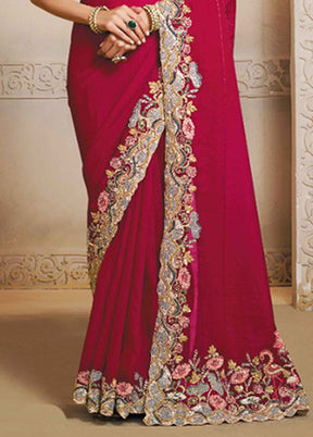 Pink Spun Silk Saree With Blouse Piece