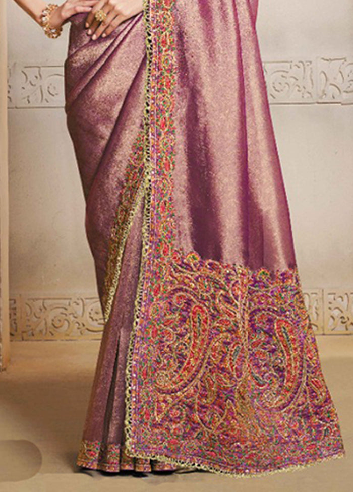 Purple Spun Silk Saree With Blouse Piece