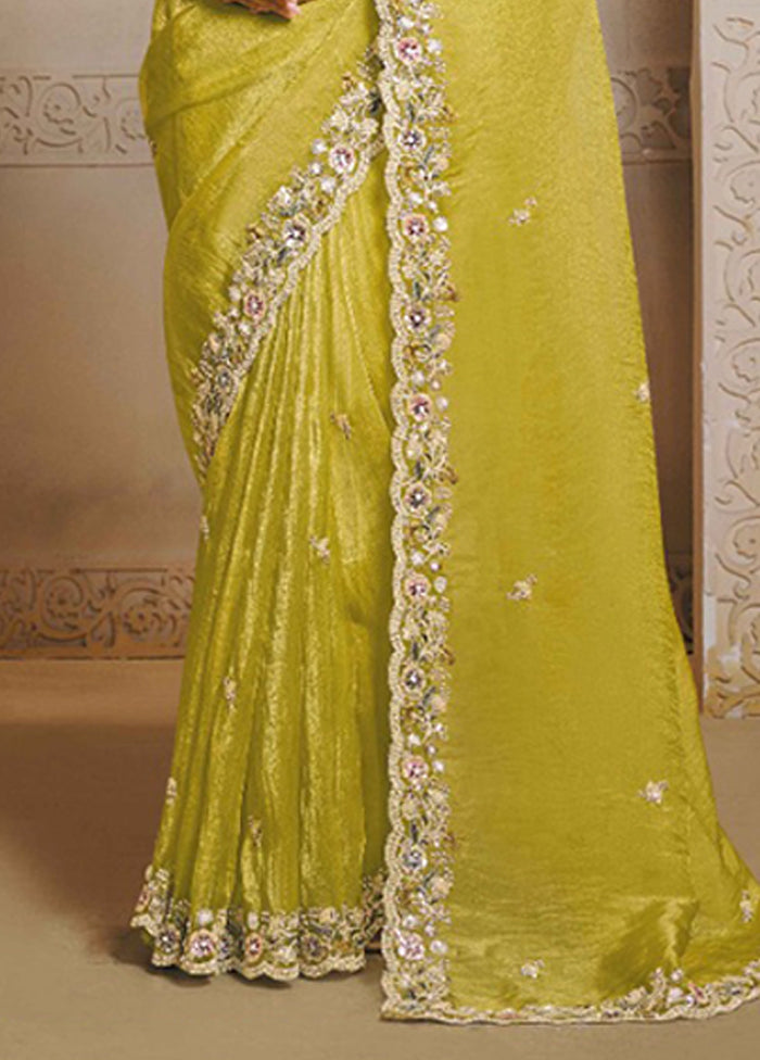 Yellow Organza Saree With Blouse Piece
