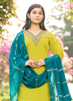 3 Pc Yellow Silk Suit Set