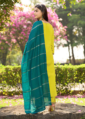 3 Pc Yellow Silk Suit Set