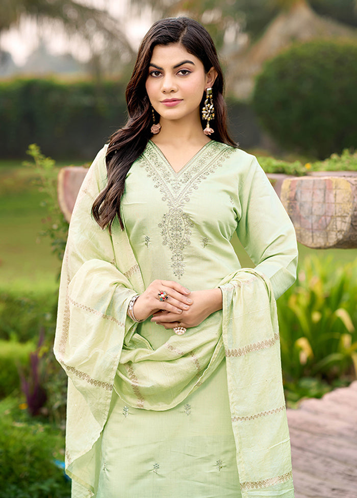 3 Pc Green Silk Suit Set