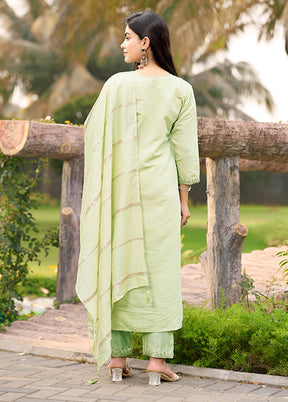 3 Pc Green Silk Suit Set