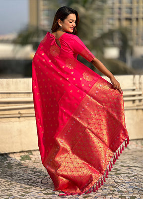 Pink Spun Silk Saree With Blouse Piece