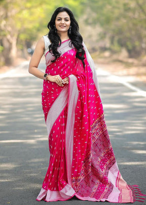 Pink Spun Silk Saree With Blouse Piece