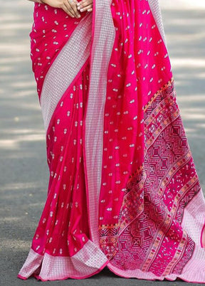 Pink Spun Silk Saree With Blouse Piece