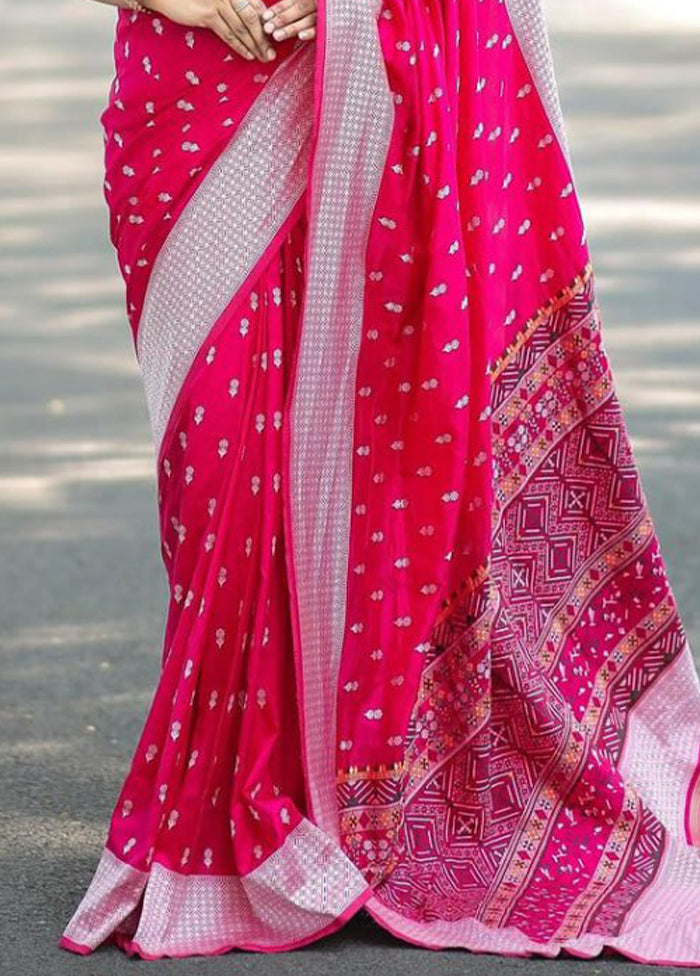 Pink Spun Silk Saree With Blouse Piece