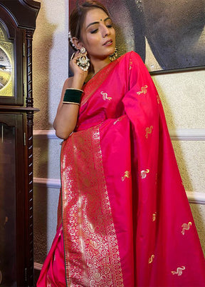 Pink Spun Silk Saree With Blouse Piece