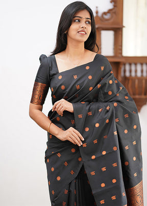 Blue Spun Silk Saree With Blouse Piece