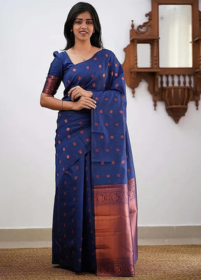 Purple Spun Silk Saree With Blouse Piece