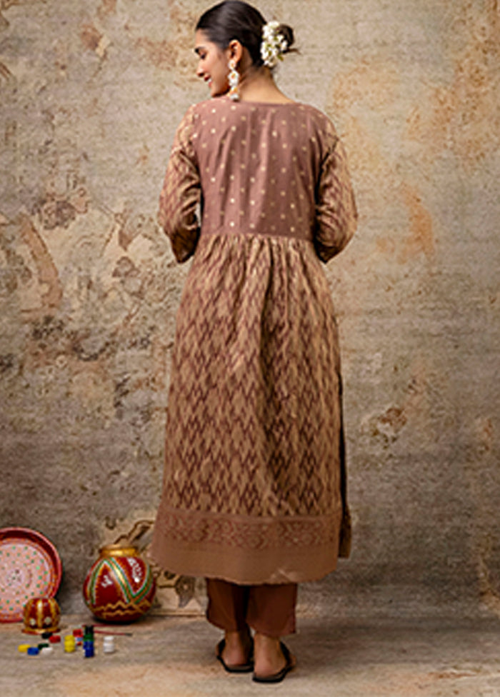 3 Pc Brown Cotton Suit Set