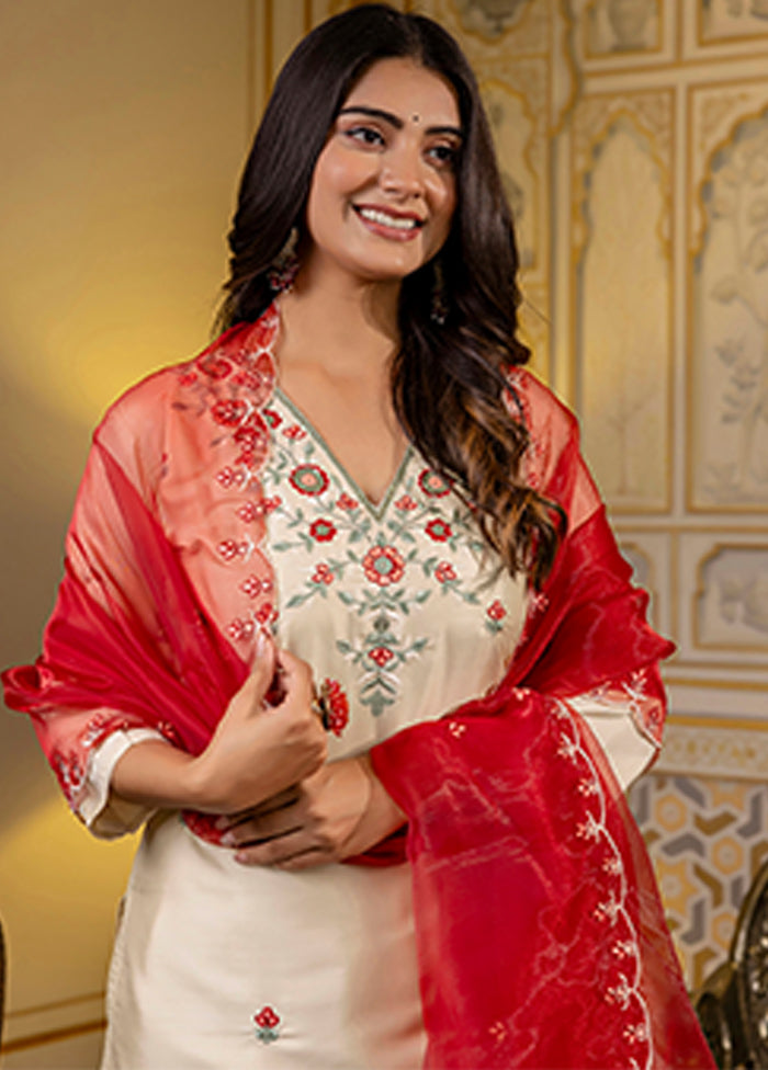 3 Pc Brown Silk Suit Set