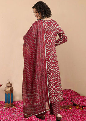 3 Pc Maroon Silk Suit Set