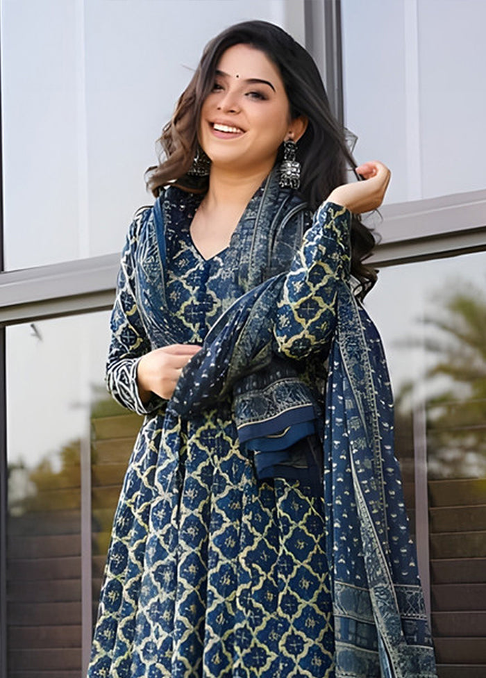 3 Pc Blue Silk Suit Set