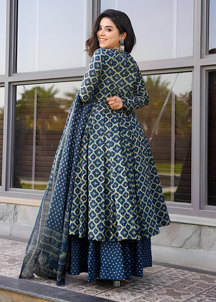 3 Pc Blue Silk Suit Set