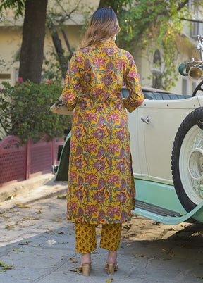 3 Pc Yellow Cotton Suit Set