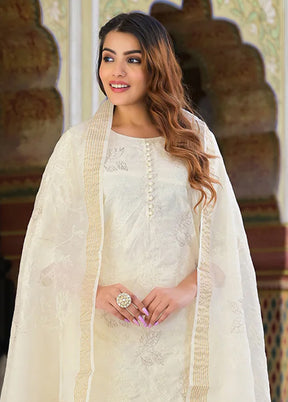 3 Pc Cream Silk Suit Set