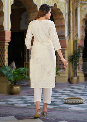 3 Pc Cream Silk Suit Set