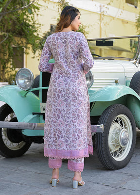 3 Pc Purple Cotton Suit Set