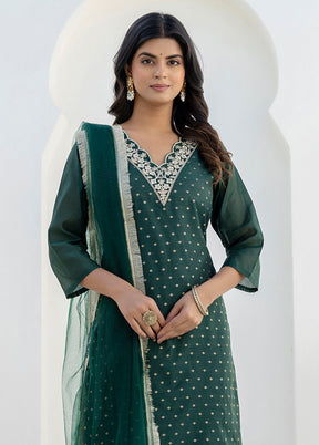 3 Pc Green Silk Suit Set