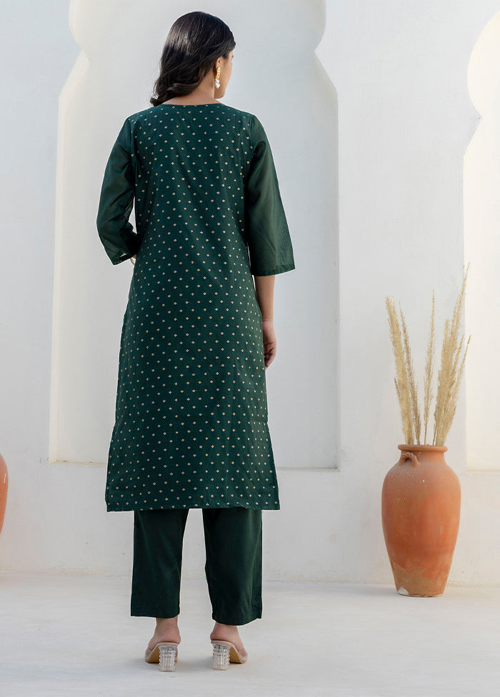 3 Pc Green Silk Suit Set