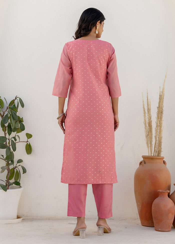 3 Pc Pink Silk Suit Set