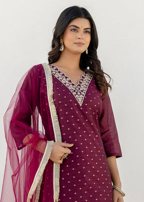 3 Pc Purple Silk Suit Set