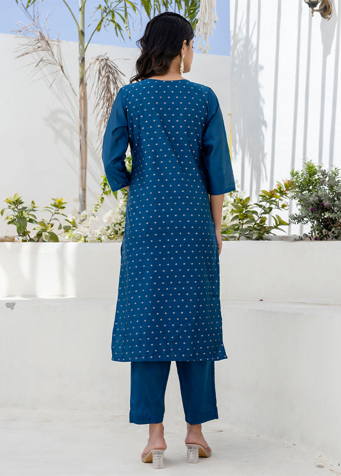 3 Pc Blue Silk Suit Set