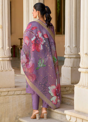 3 Pc Lavender Silk Suit Set