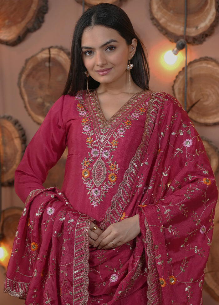 3 Pc Pink Silk Suit Set