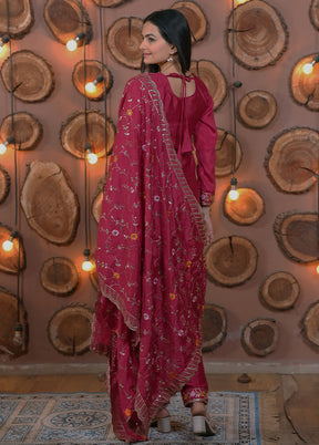 3 Pc Pink Silk Suit Set