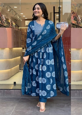 3 Pc Blue Silk Suit Set