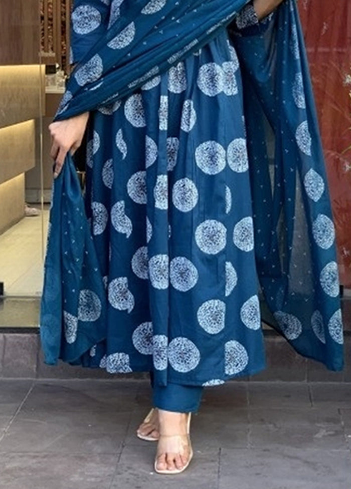 3 Pc Blue Silk Suit Set