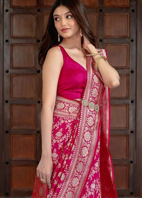 Pink Spun Silk Saree With Blouse Piece